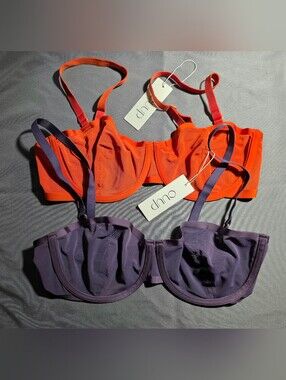 Two NWT CUUP bras - 36C Balconette Bra - Mars Burnt Orange & Dusk Purple